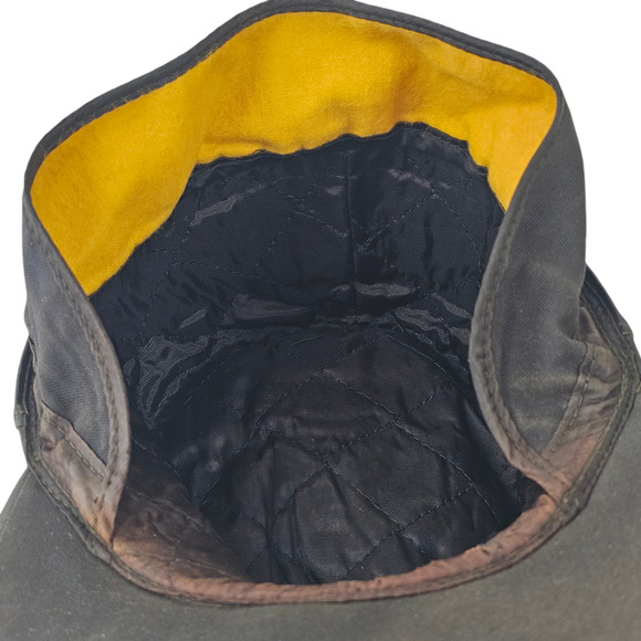 Vintage man's black leather work cap hat with bill size Small - Picture 6 of 7